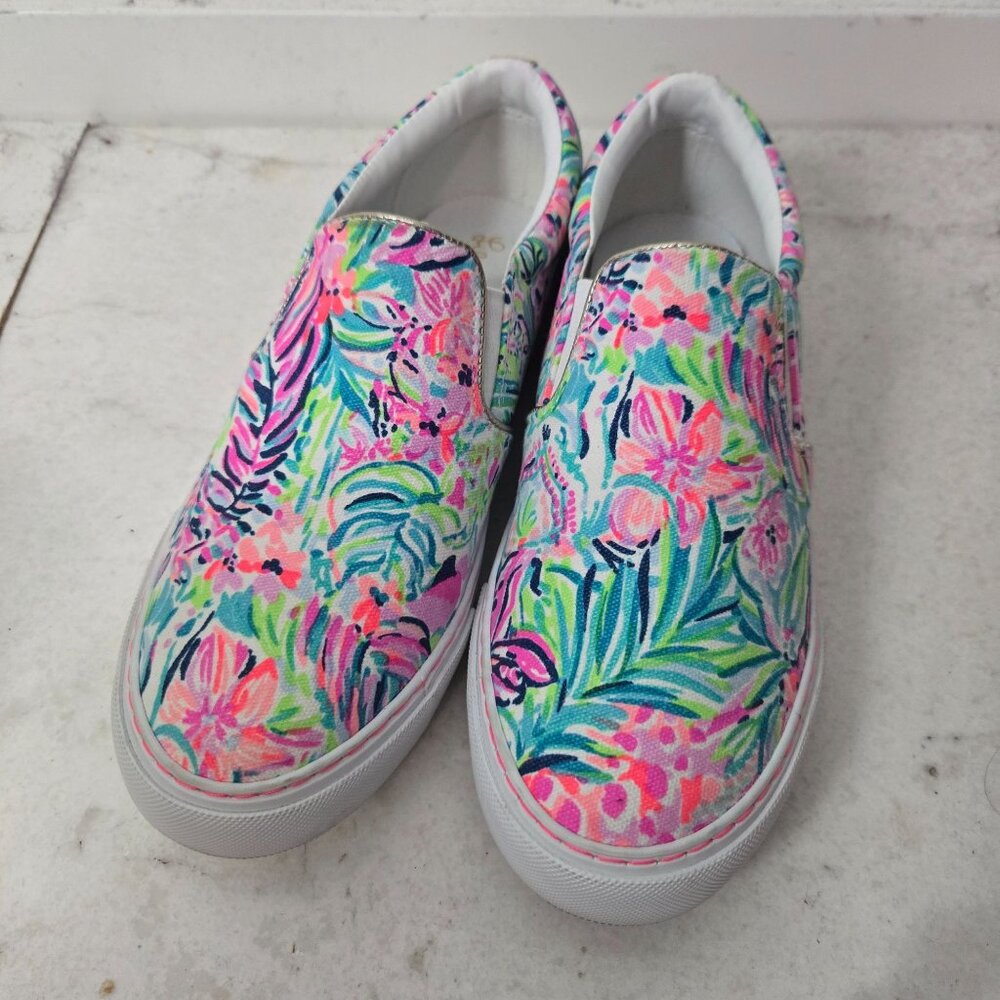 Lilly Pulitzer Size 7  Julie Slip-On Canvas Sneakers Multi Floral Cabana - Picture 2 of 12